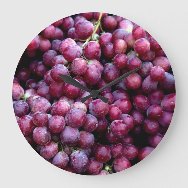 Red Wine Grapes: Luscious Background. Large Clock (Front)