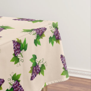 Red Wine Grapes on Light Champagne Beige Tablecloth