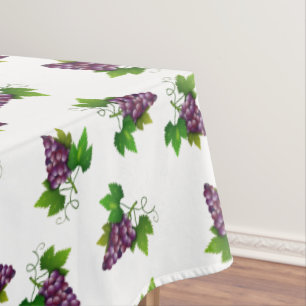 Red Wine Grapes on White Tablecloth