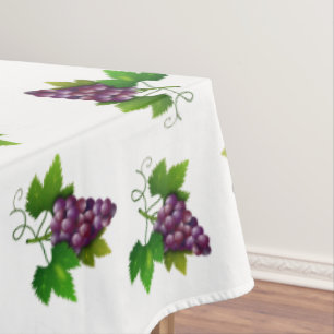 Red Wine Grapes on White Tablecloth
