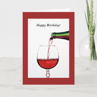 Red Wine Happy Birthday Card