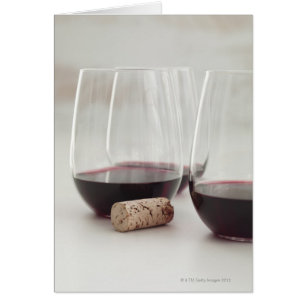 Red wine in stemless glasses