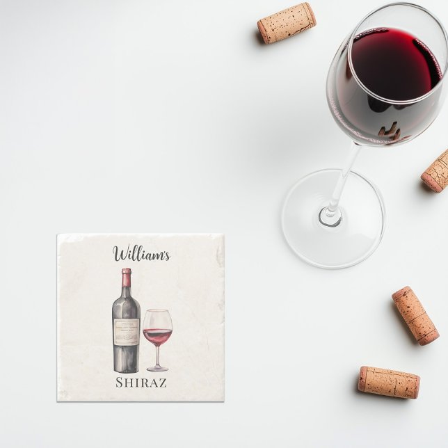 Red Wine Lover Coaster –  Personalized Wine  (personalized red wine stone coaster)