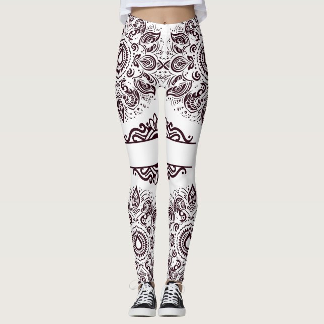 Red Wine Mandala Leggings (Front)