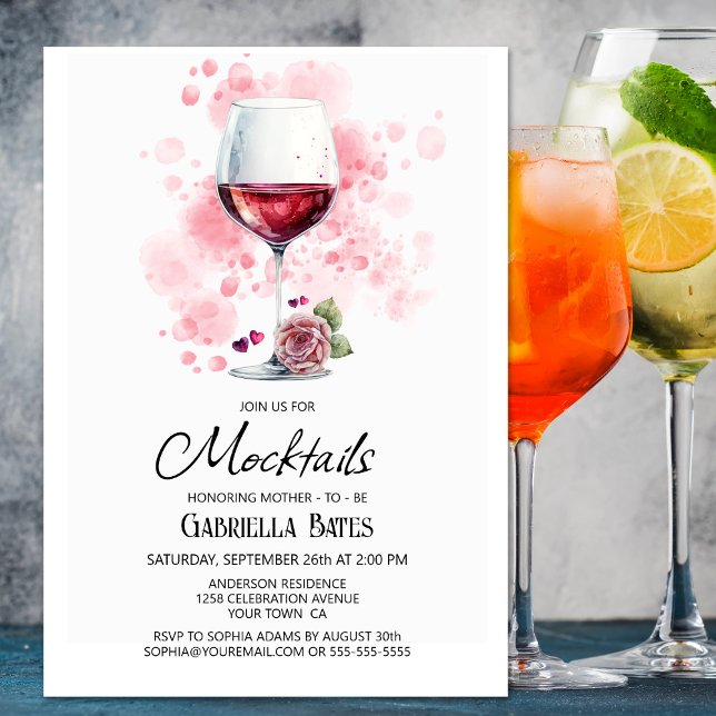 Red Wine Mocktails Baby Shower Invitation (Creator Uploaded)