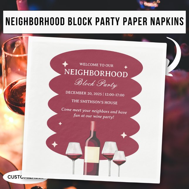 Red Wine Neighbourhood Block Party Table Napkin (Creator Uploaded)