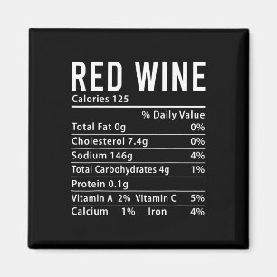 Red Wine Nutrition Facts Funny Matching Magnet