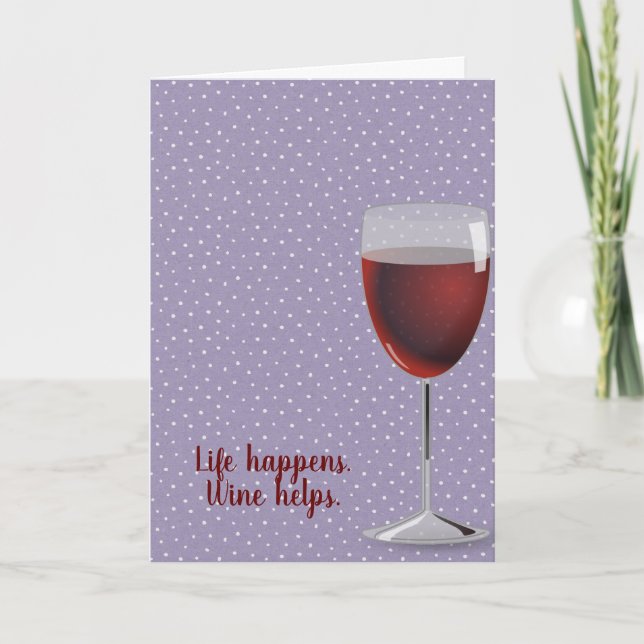 red wine on pin dots birthday card (Front)