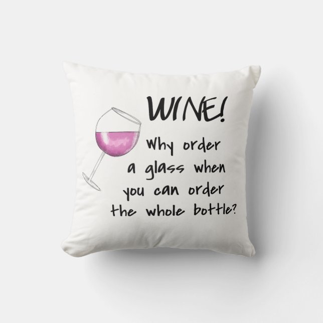 Red Wine Order Bottle Funny Word Saying Art Cushion (Front)
