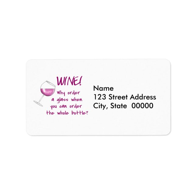 Red Wine Order Whole Bottle Funny Word Saying Label (Front)