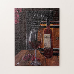 Red Wine Painting by Alfred Fox Jigsaw Puzzle