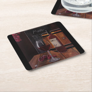 Red Wine Painting by Alfred Fox Square Paper Coaster