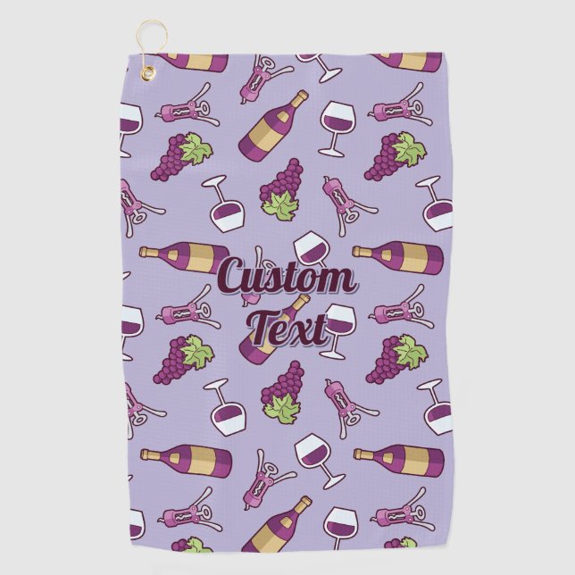 Red Wine Pattern Golf Towel (Front)