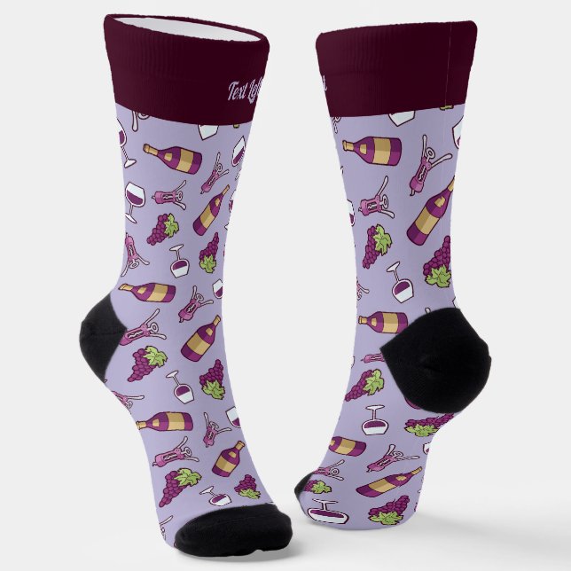 Red Wine Pattern Socks (Angled)
