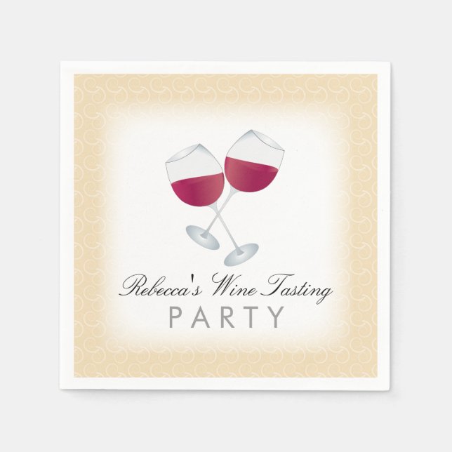 Red Wine, Personalised Wine Tasting Party Napkin (Front)
