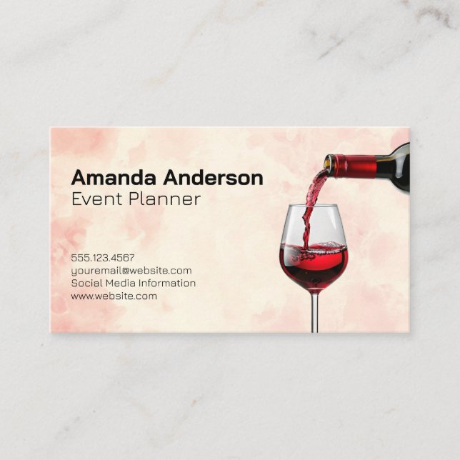 Red Wine Pour in Glass Business Card (Front)