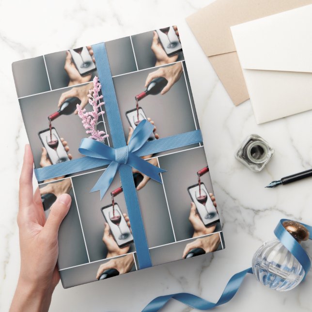 Red Wine Pouring Into a Smartphone Wrapping Paper (Gifting)