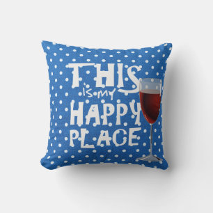 red wine quote on polka dots cushion