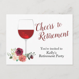 red wine retirement Party Invitation Postcard