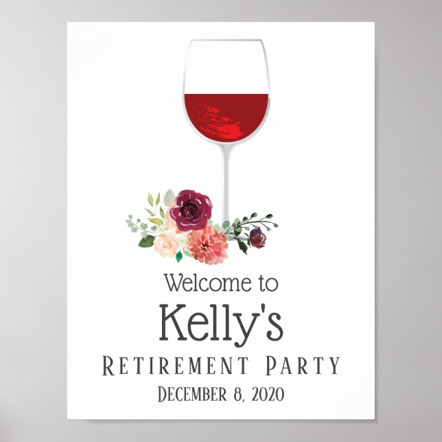 red wine retirement Party Poster (Front)