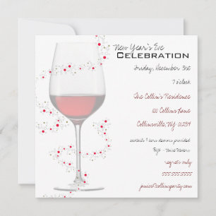 Red Wine & Sparkles New Year's Invitations