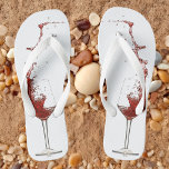 Red Wine Splash Glass Wedding Wine Tasting Thongs<br><div class="desc">This design was created through digital art. It may be personalised by clicking the customise button and changing the colour, adding a name, initials or your favourite words. Contact me at colorflowcreations@gmail.com if you with to have this design on another product. Purchase my original abstract acrylic painting for sale at...</div>