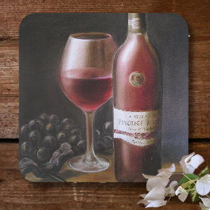 Red Wine Square Paper Coaster