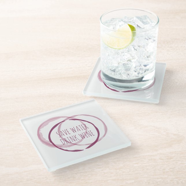 Red wine stain rings printed on drink coasters (Angled)