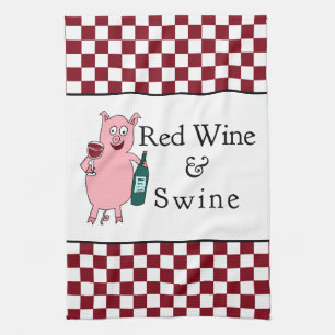 Red Wine & Swine Tea Towel