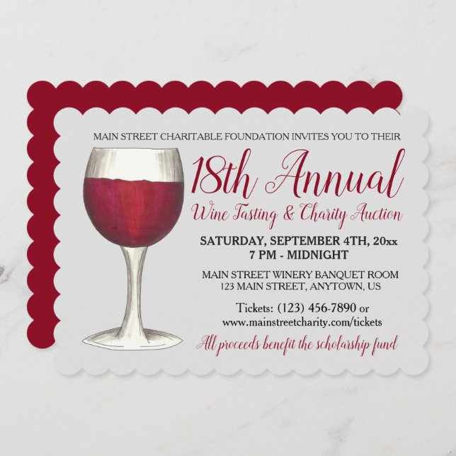 Red Wine Tasting Winetasting Cocktail Party Event Invitation (Front/Back)