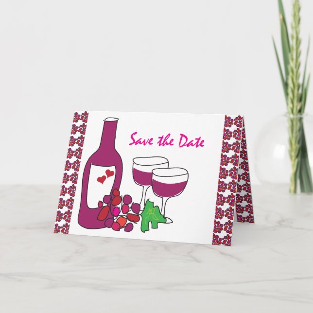 Red Wine Vineyard Wedding Save the Date Cards (Front)