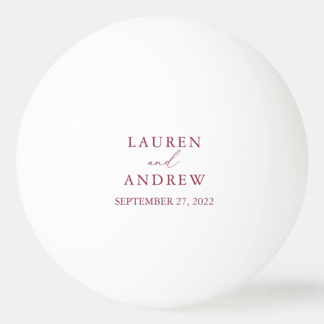 Red Wine Wedding Personalised Ping Pong Ball (Front)