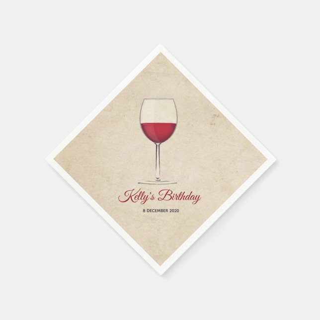 red wine, whimsical, Cocktail Paper Napkins (Corner)