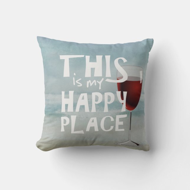 red wine with ocean background cushion (Front)