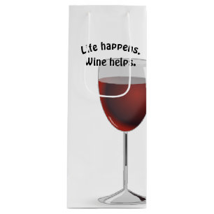 red wine with quote gift bag