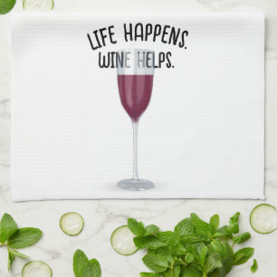 Red Wine With Quote Tea Towel