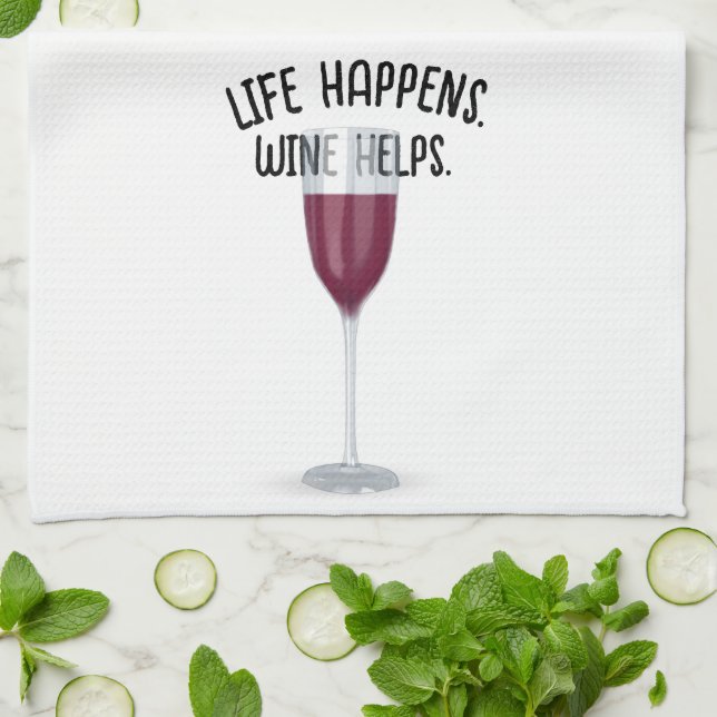 Red Wine With Quote Tea Towel (Folded)