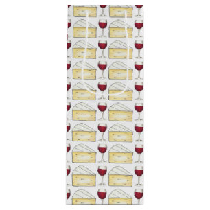 Red Wines Wine Glass and Brie Cheese Gift Bag