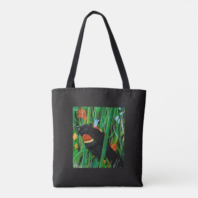 Red Wing Blackbird All Over Tote Bag (Back)