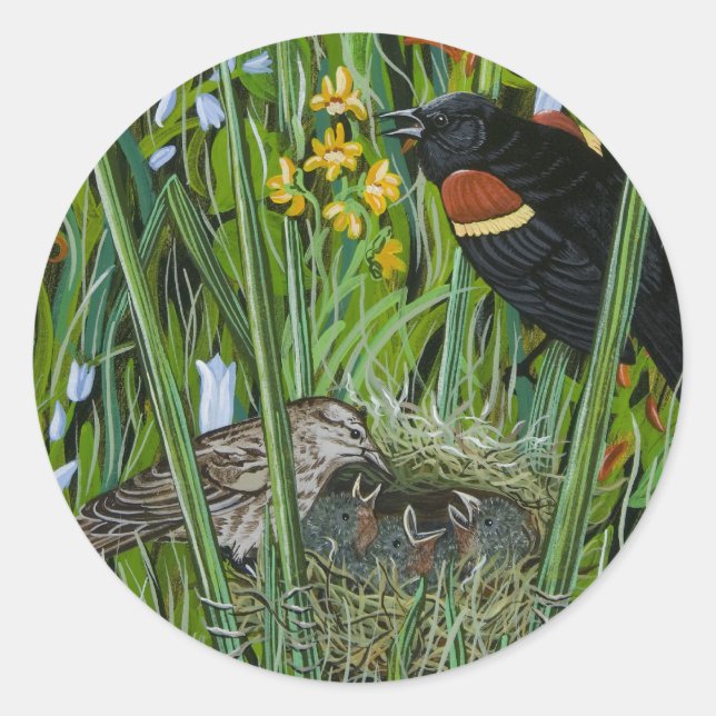 Red Wing Blackbird Classic Round Sticker (Front)