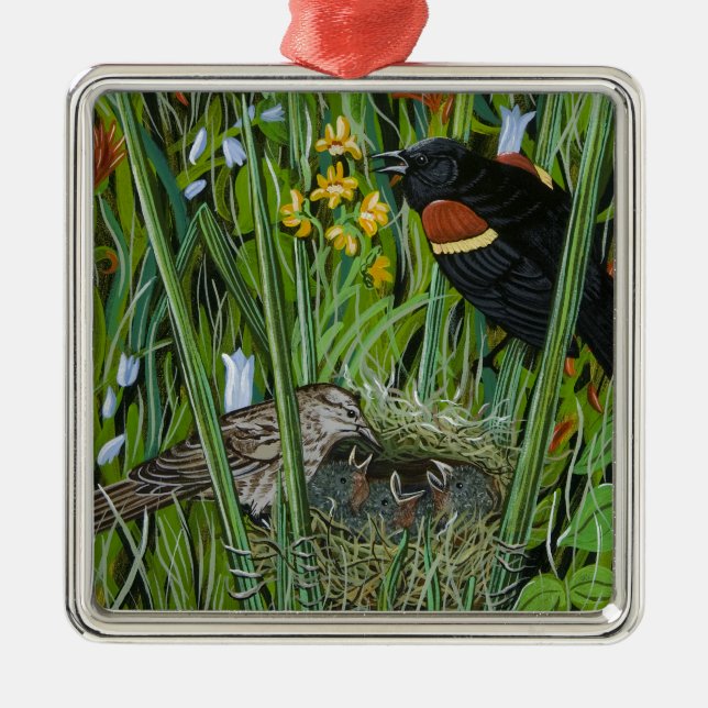 Red Wing Blackbird Metal Tree Decoration (Front)