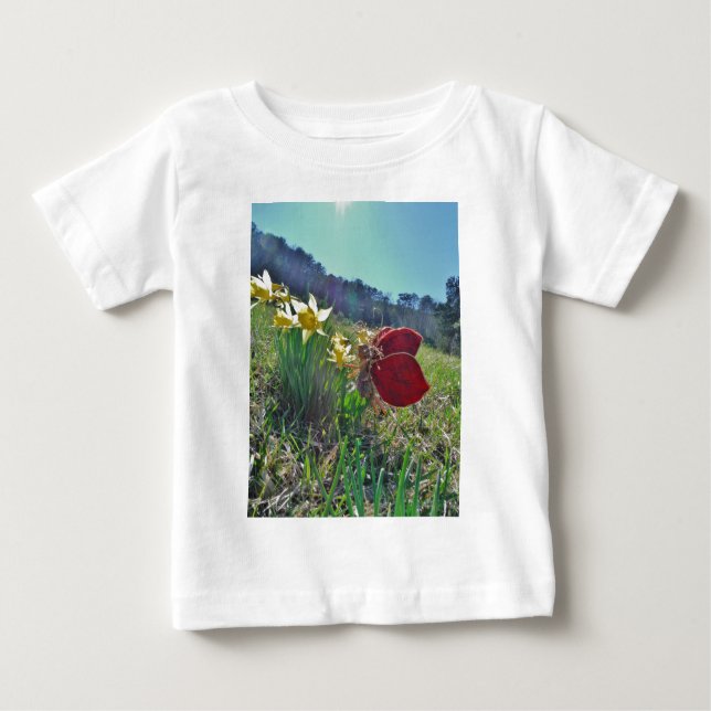 red wing fairy and daffodils baby T-Shirt (Front)