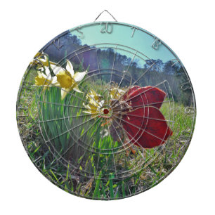 red wing fairy and daffodils dartboard