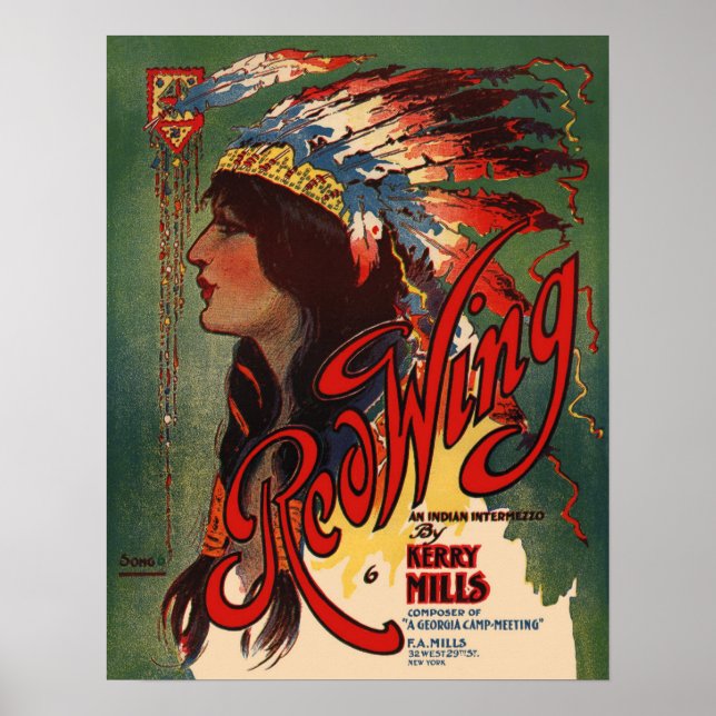 Red Wing Indian Sheet Music Cover Poster (Front)