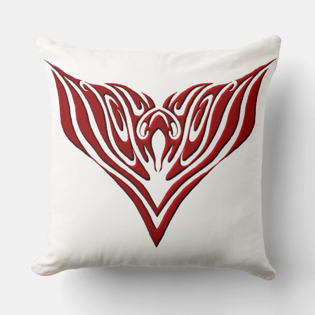 Red Winged Bird Tribal Tattoo Design Cushion (Front)