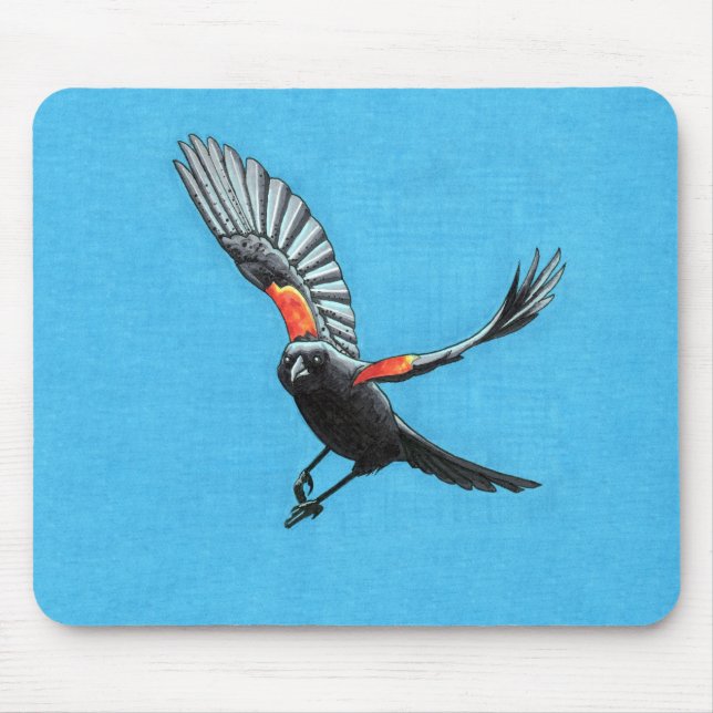 Red-Winged Black Bird Mouse Pad (Front)