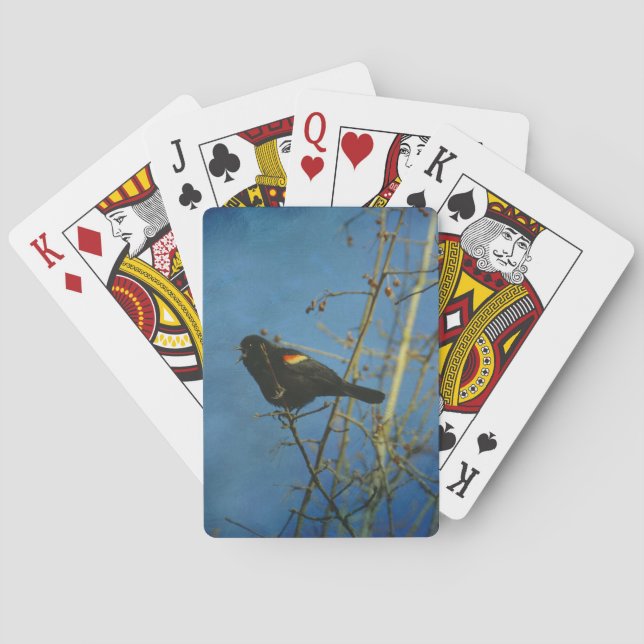 Red-Winged Black Bird singing Playing Cards (Back)