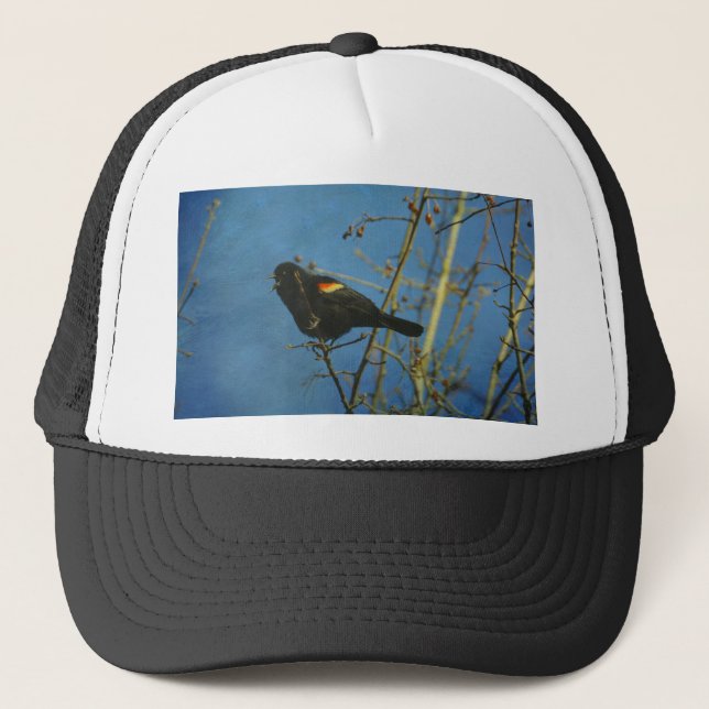 Red-Winged Black Bird singing Trucker Hat (Front)