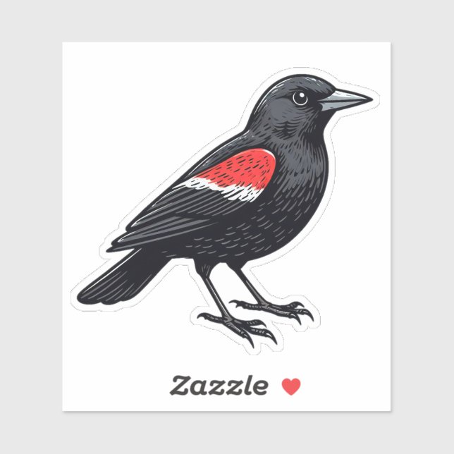 Red-winged Blackbird bird Custom-Cut Vinyl Sticker (Sheet)