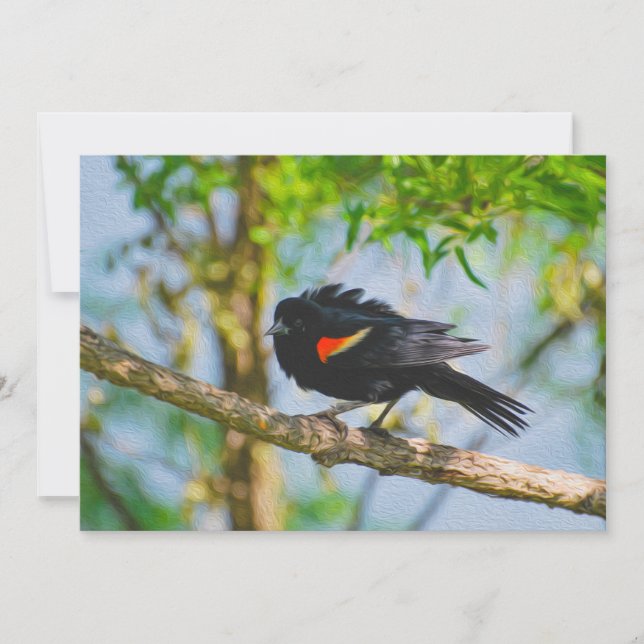 Red-winged blackbird holiday card (Front)